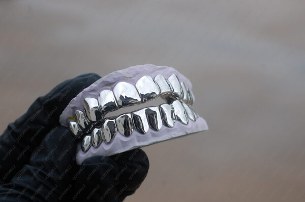 White Gold Classic Solid Gold Grillz - GotGrillz