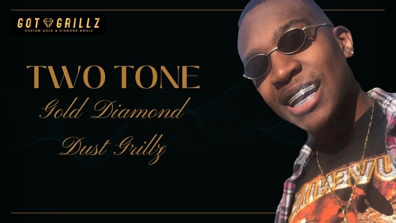 Two Tone Gold Diamond Dust Grillz - Got Grillz
