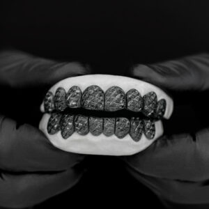 Black Gold Diamond Dust Cut Grillz