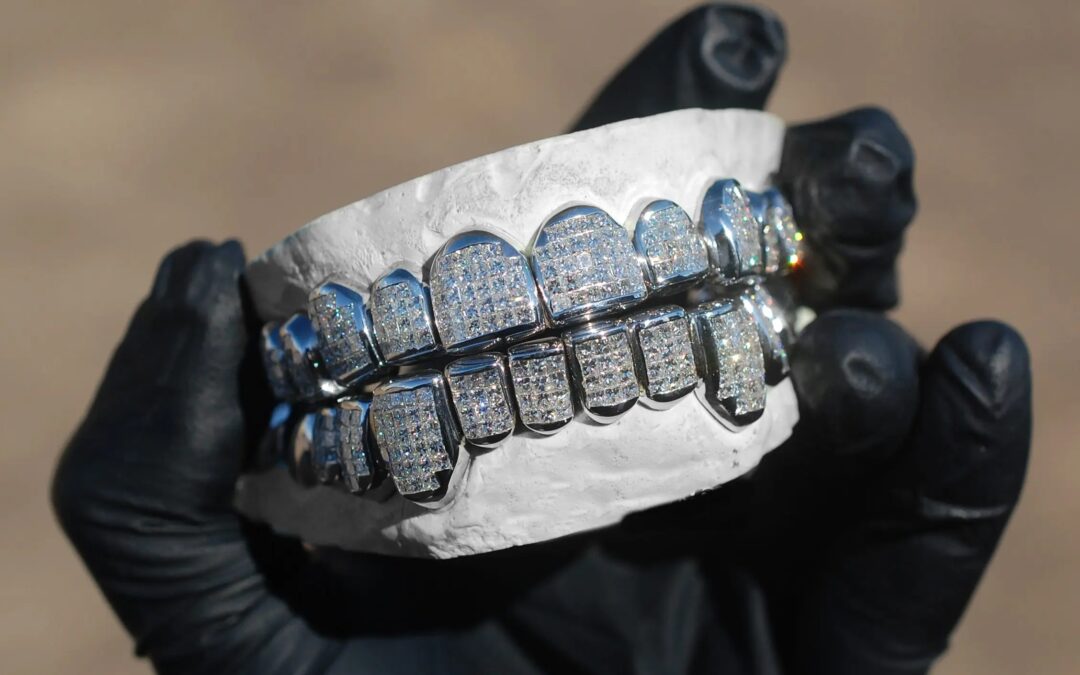 White Gold Invisible Set Princess Cut Diamond Grillz | GotGrillz