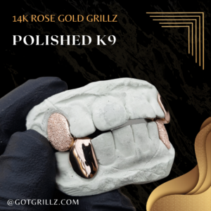 Rose Gold Diamond Dust and Polished K9 Grillz - GotGrillz