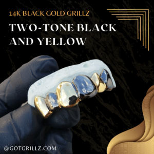 Two Tone Black and Yellow Gold Solid Grillz - GotGrillz