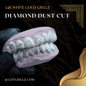 White Gold Full Diamond Dust Cut Grillz - GotGrillz