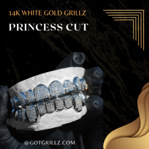 White Gold Invisible Set Princess Cut Diamond Grillz - GotGrillz