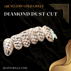 Yellow Gold Full Diamond Dust Cut Grillz - GotGrillz