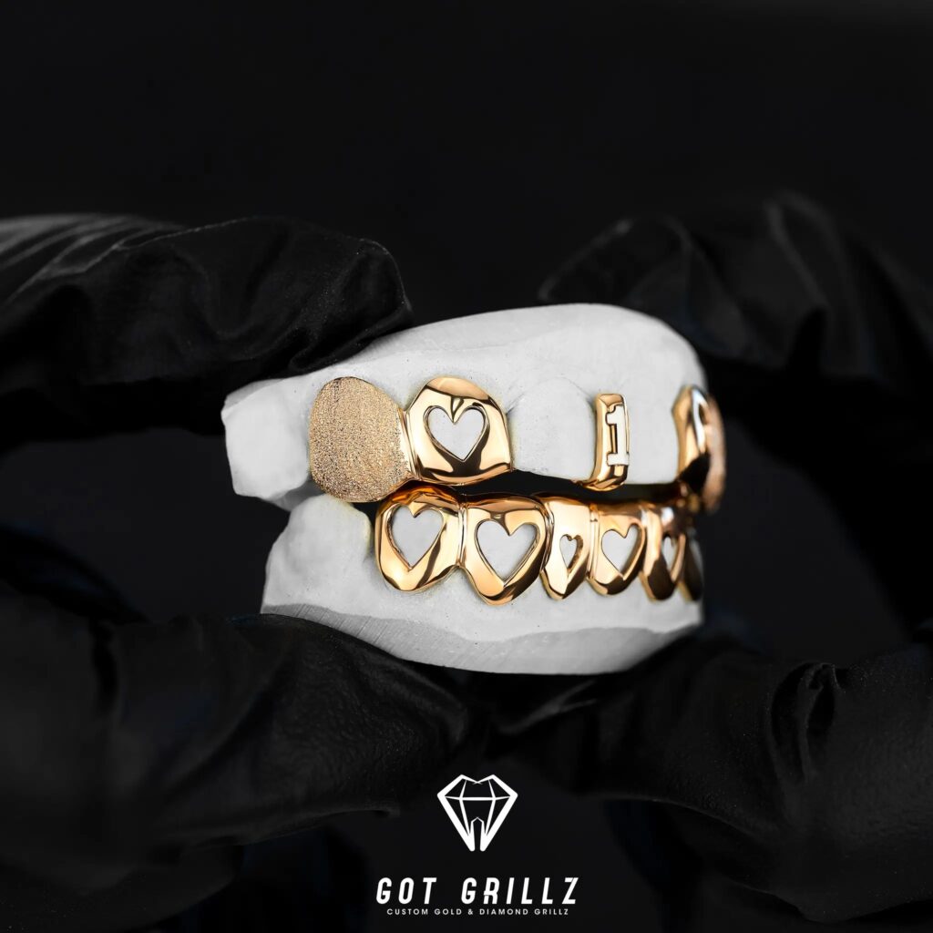 Gold Grills For Heart Shape - GotGrillz