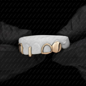 Yellow Gold Custom Gap Bar with Open Face K9 Top Grillz - GotGrillz