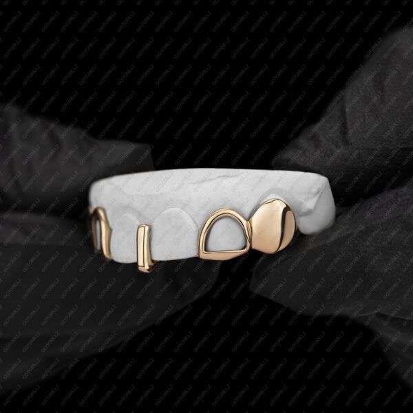 Yellow Gold Custom Gap Bar with Open Face K9 Top Grillz - GotGrillz