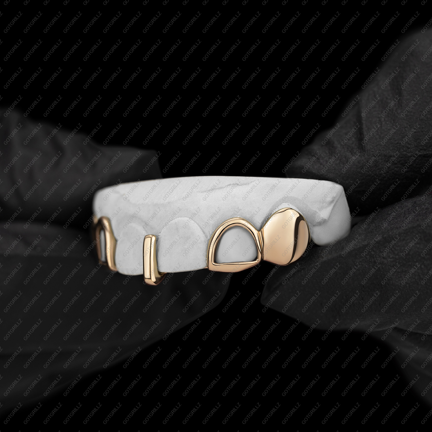 Yellow Gold Custom Gap Bar with Open Face K9 Top Grillz - GotGrillz