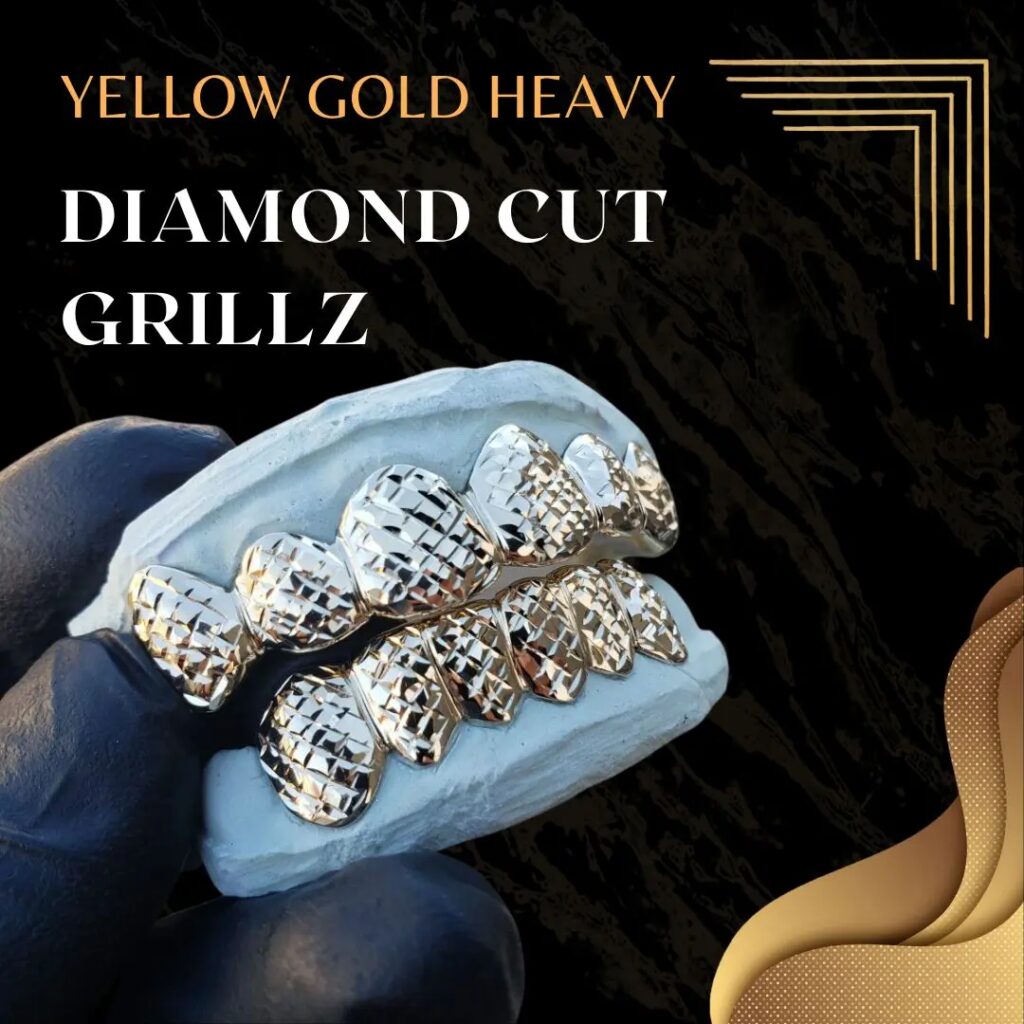 Yellow Gold Heavy Diamond Cut Grillz