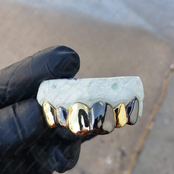 Two Tone Black and Yellow Gold Solid Grillz - GotGrillz