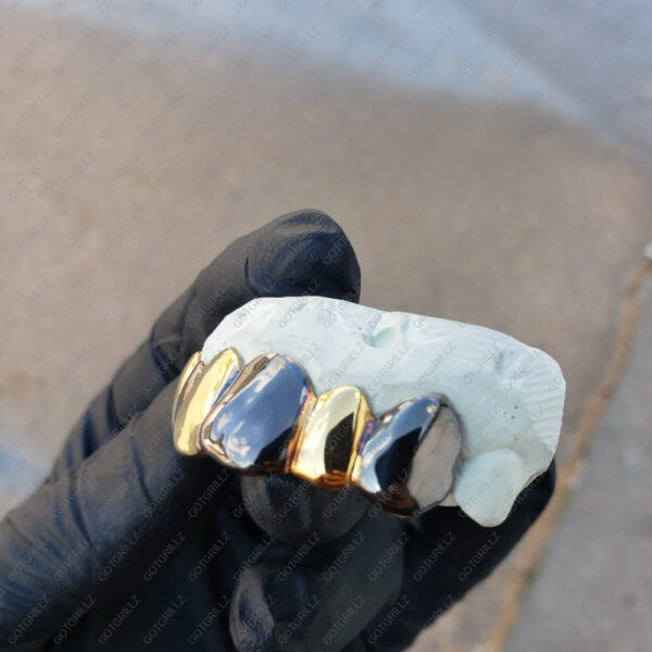 Two Tone Black and Yellow Gold Solid Grillz - GotGrillz