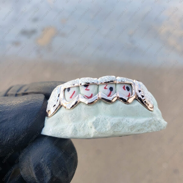 Yellow and White Gold Open Center Diamond Dust Grillz - GotGrillz