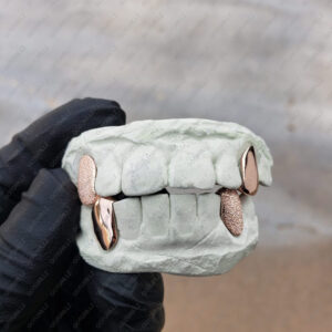 Rose Gold Diamond Dust and Polished K9 Grillz - GotGrillz