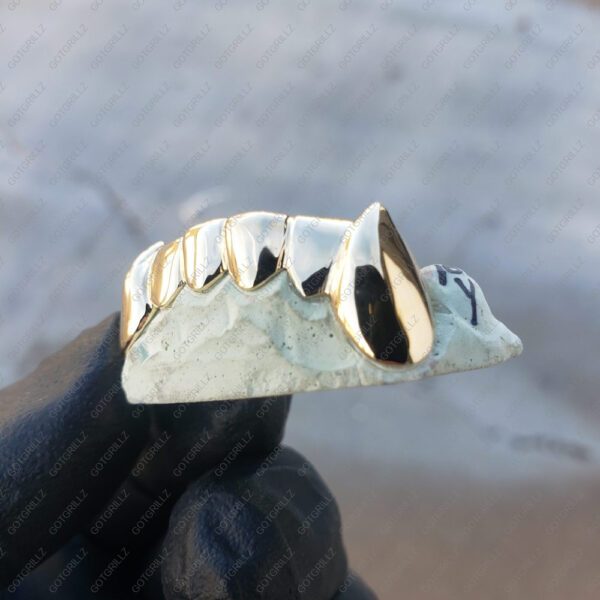 Yellow Gold Solid Polished K9 Fangs Grillz - GotGrillz