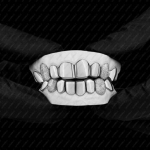 White Gold K9 Fangs Diamond Dust Grillz - GotGrillz