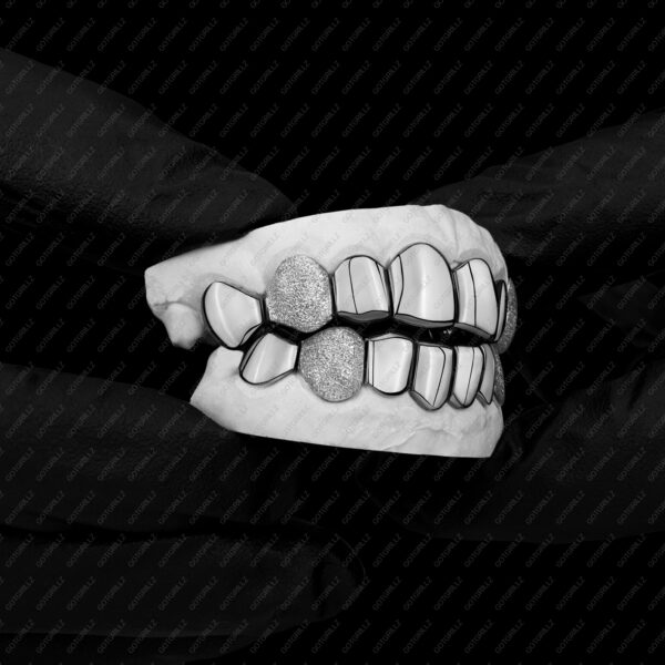 White Gold K9 Fangs Diamond Dust Grillz - GotGrillz