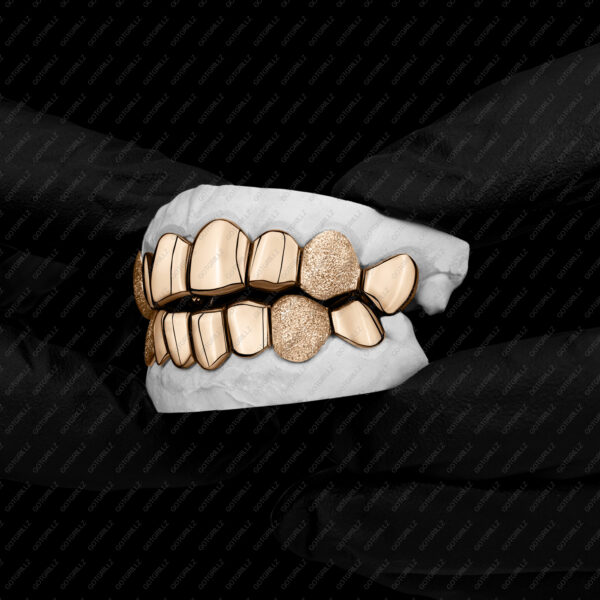 Yellow Gold K9 Fangs Diamond Dust Grillz - GotGrillz