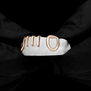 Rose Gold Multi Gap Bar with Open Face K9 Grillz - GotGrillz
