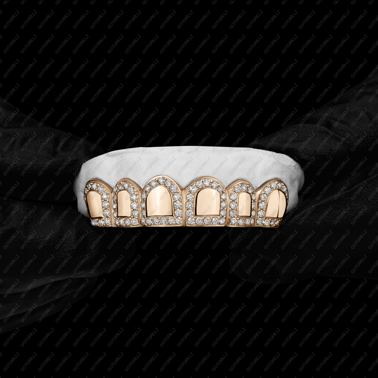 Yellow Gold Diamond Outline Border Solid Center Grillz - GotGrillz