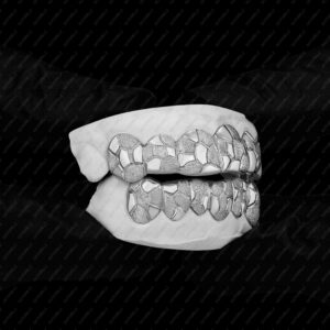 White Gold Nugget Cut Style Grillz - GotGrillz