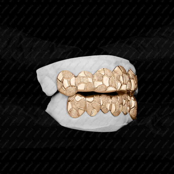 Yellow Gold Nugget Cut Grillz - GotGrillz