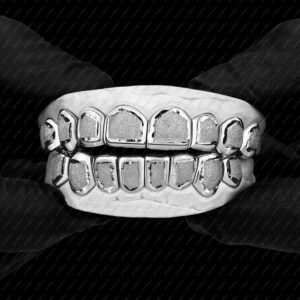 White Gold Diamond Dust Punchout Grillz - GotGrillz