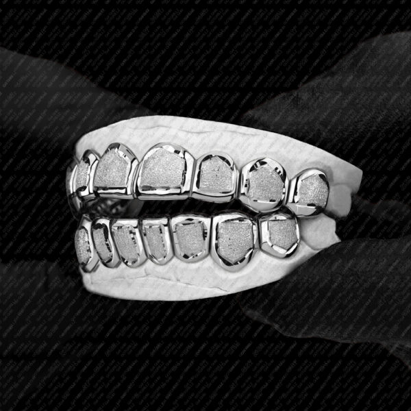 White Gold Diamond Dust Punchout Grillz - GotGrillz