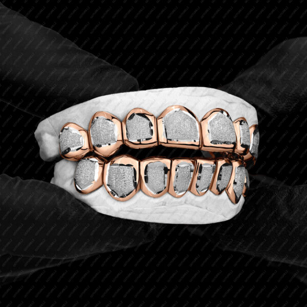 Rose Gold Diamond Dust Punchout Grillz - GotGrillz