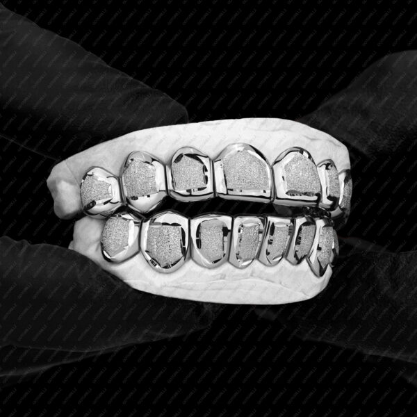 White Gold Diamond Dust Punchout Grillz – GotGrillz