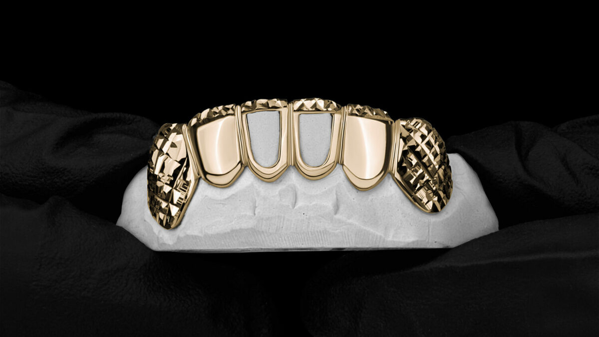 DreamGold - Grillz 1 dent open face + diamonds - Or 18K