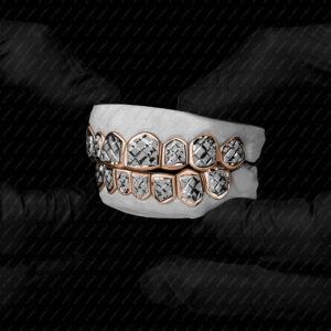 Rose and White Gold Diamond Dust Cut Punchout Grillz - GotGrillz