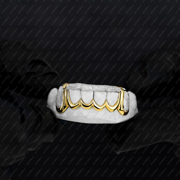 Yellow and White Gold Open Center Diamond Dust Grillz - GotGrillz