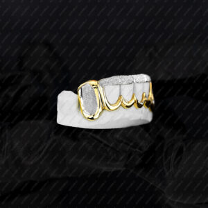 Yellow and White Gold Open Center Diamond Dust Grillz - GotGrillz