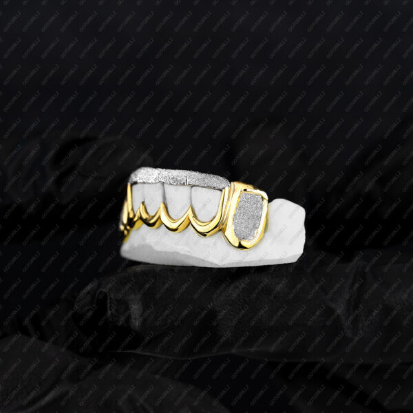 Yellow and White Gold Open Center Diamond Dust Grillz - GotGrillz