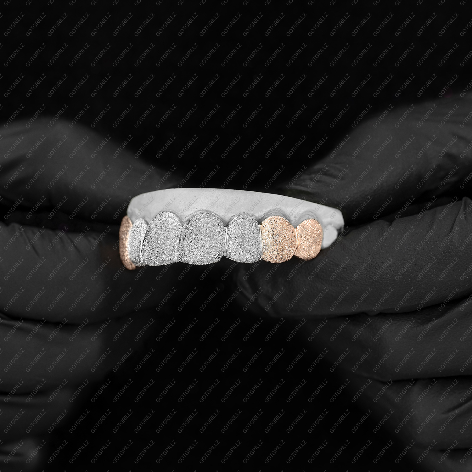 Yellow and White Full Diamond Dust Grillz - GotGrillz