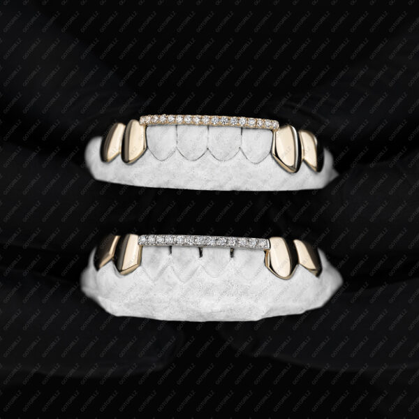 Gold Diamond Top Bar Grillz - GotGrillz