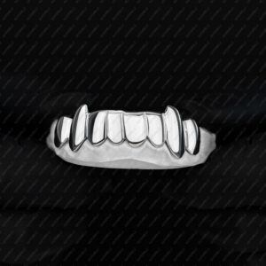 White Gold Solid Polished K9 Fangs Grillz - GotGrillz