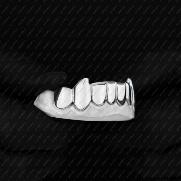 White Gold Solid Polished K9 Fangs Grillz - GotGrillz