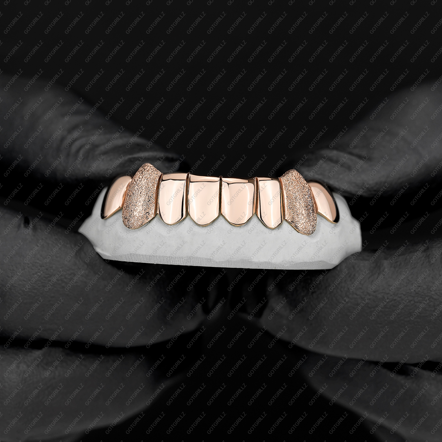 Rose gold diamond dust grillz sale