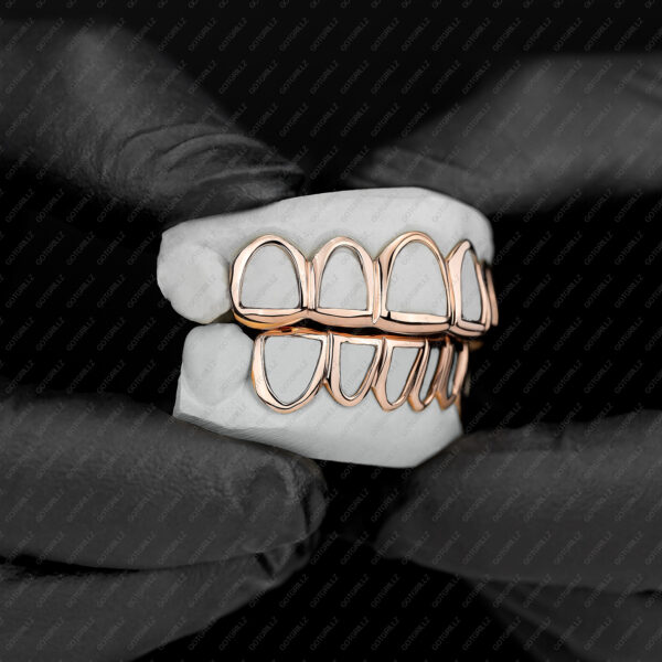 Rose Gold Classic Polished Open Face Grillz - GotGrillz