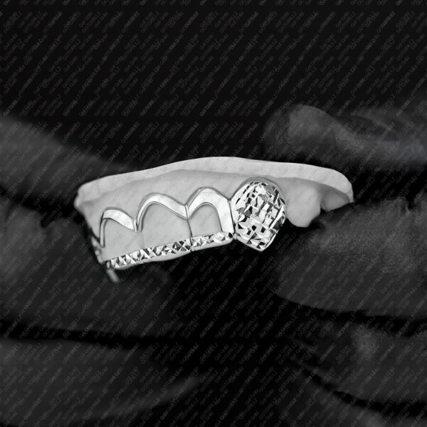 White Gold Diamond Cut Tip Open Outline Grillz - GotGrillz