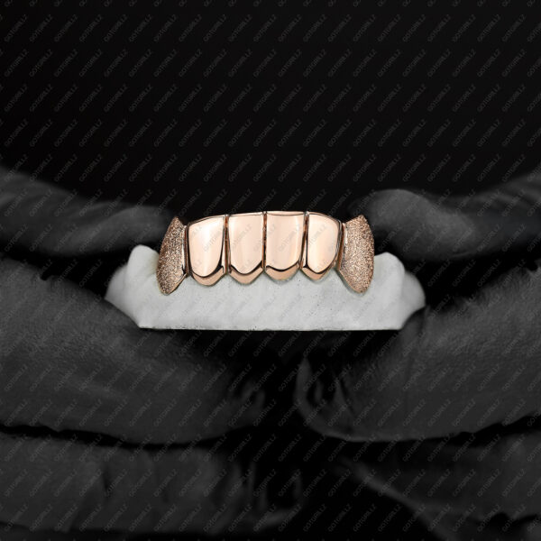 Rose Gold K9 Fangs Diamond Dust Grillz - GotGrillz