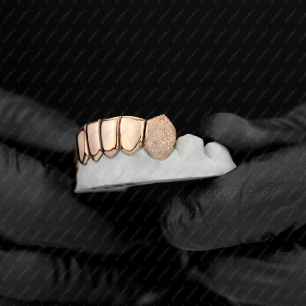 Rose Gold K9 Fangs Diamond Dust Grillz - GotGrillz