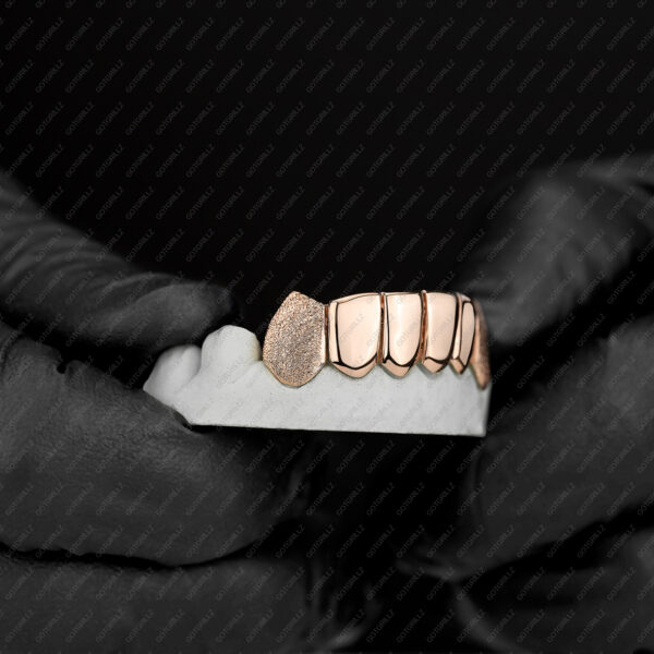 Rose Gold K9 Fangs Diamond Dust Grillz - GotGrillz