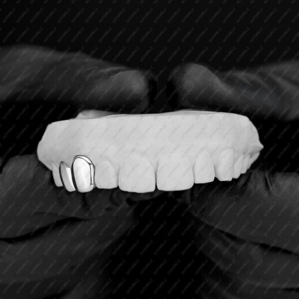 White Gold Double Cap Grillz - GotGrillz