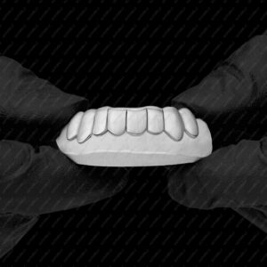 White Gold Solid Satin Matte Brushed Grillz - GotGrillz