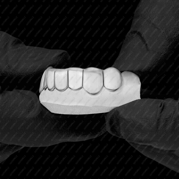 White Gold Solid Satin Matte Brushed Grillz - GotGrillz