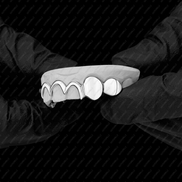 White Gold Solid Open Outline Style and Solid K9 Grillz - GotGrillz