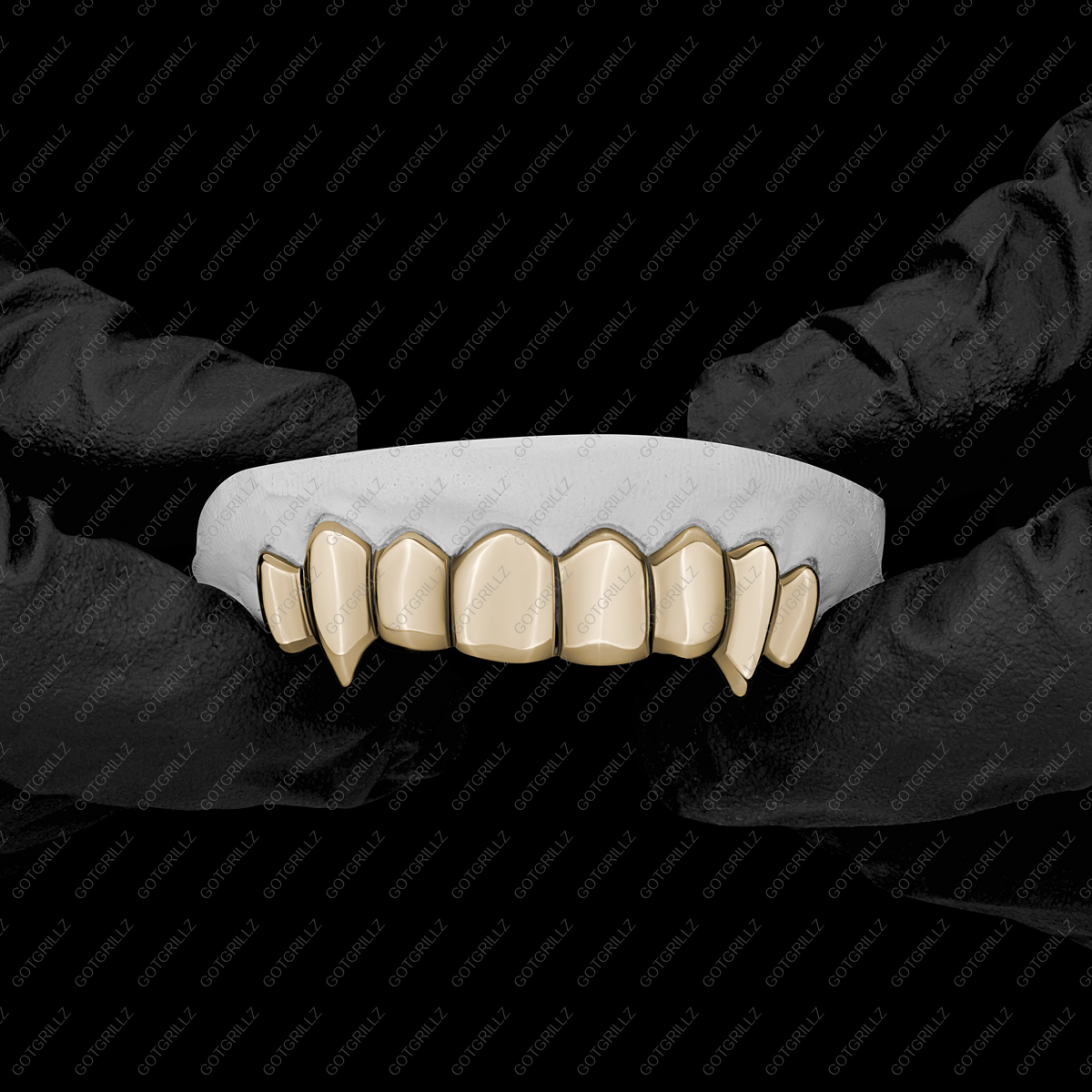 Yellow Gold Solid Polished K9 Fangs Grillz
